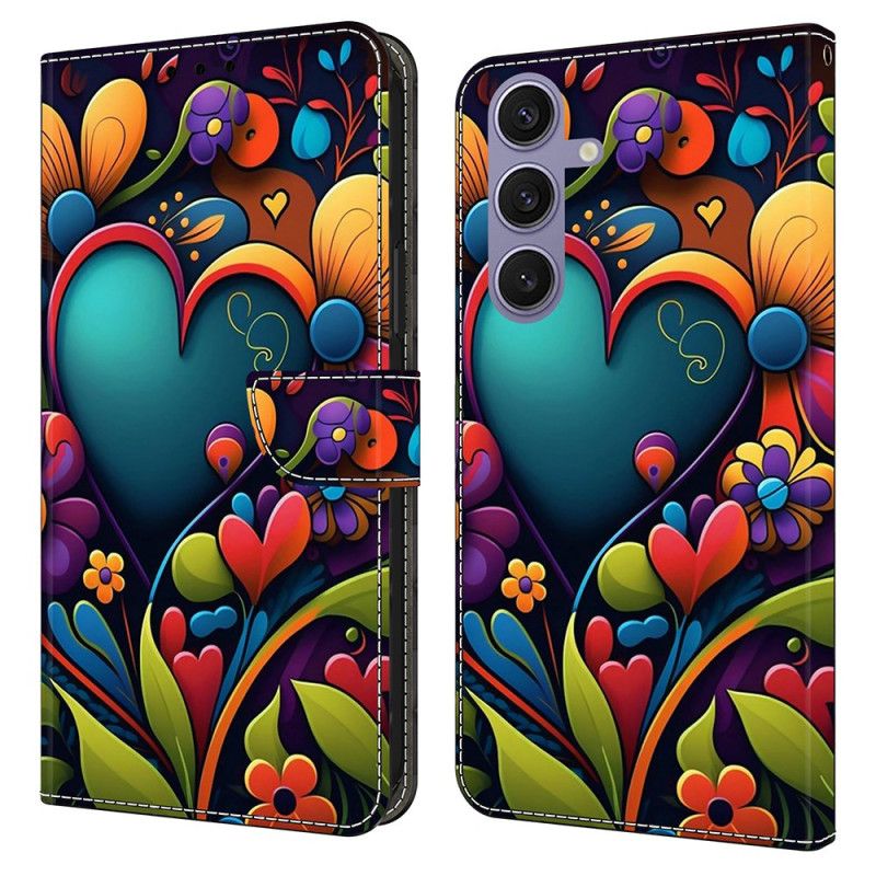 Läderskal Fodral Samsung Galaxy S25 Plus 5g Målat Hjärta