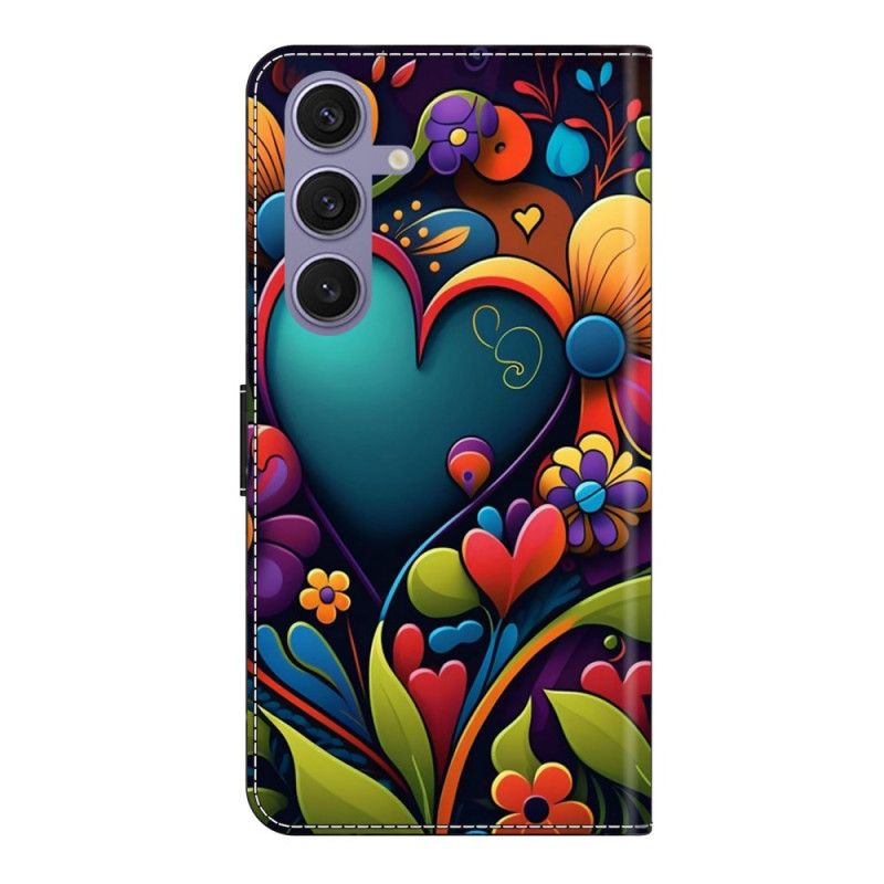 Läderskal Fodral Samsung Galaxy S25 Plus 5g Målat Hjärta