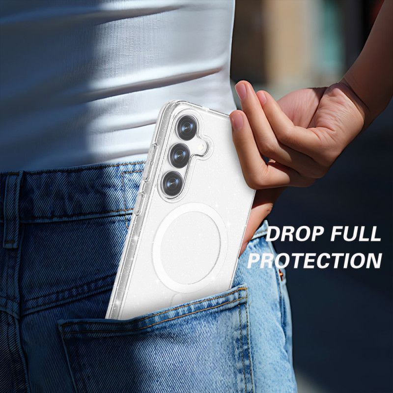 Skal Samsung Galaxy S25 Plus 5g Telefonfodral Magsafe-kompatibel Glitterbaksida