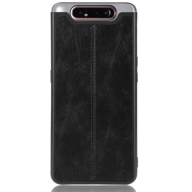 Skal Samsung Galaxy A80 / A90 Svart Sydd Lädereffekt