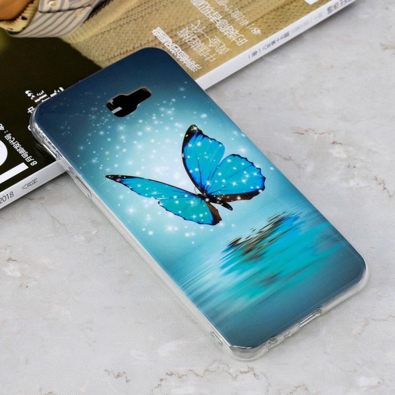 Skal Samsung Galaxy J4 Plus Mobilskal Fluorescerande Blå Fjäril