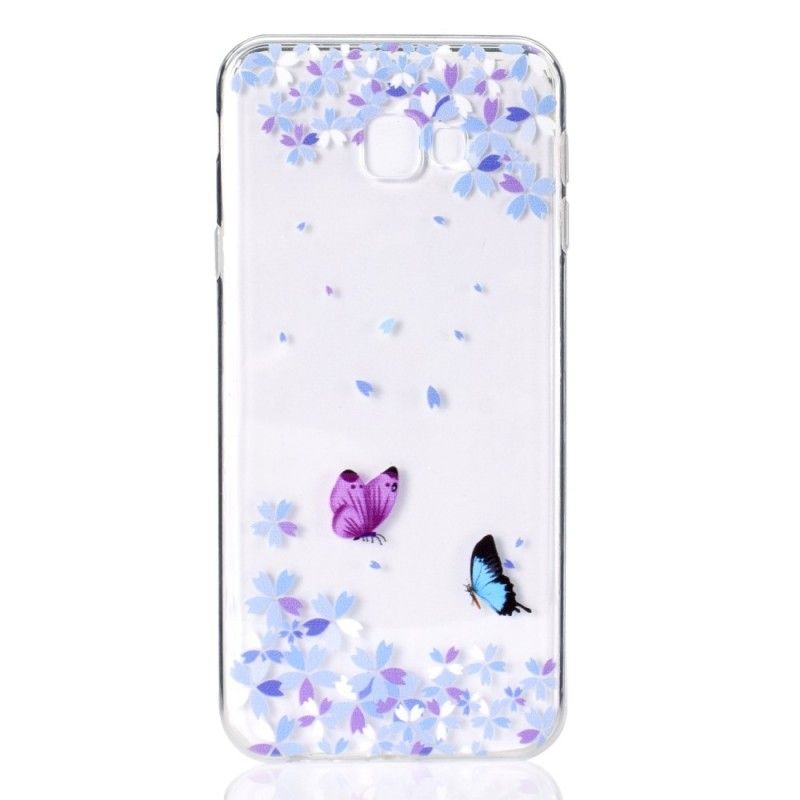 Skal Samsung Galaxy J4 Plus Mobilskal Genomskinliga Fjärilar Och Blommor
