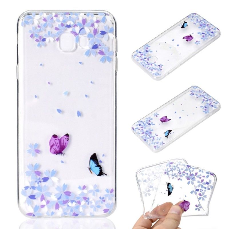 Skal Samsung Galaxy J4 Plus Mobilskal Genomskinliga Fjärilar Och Blommor