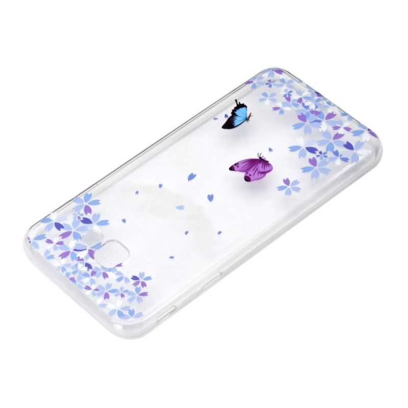 Skal Samsung Galaxy J4 Plus Mobilskal Genomskinliga Fjärilar Och Blommor