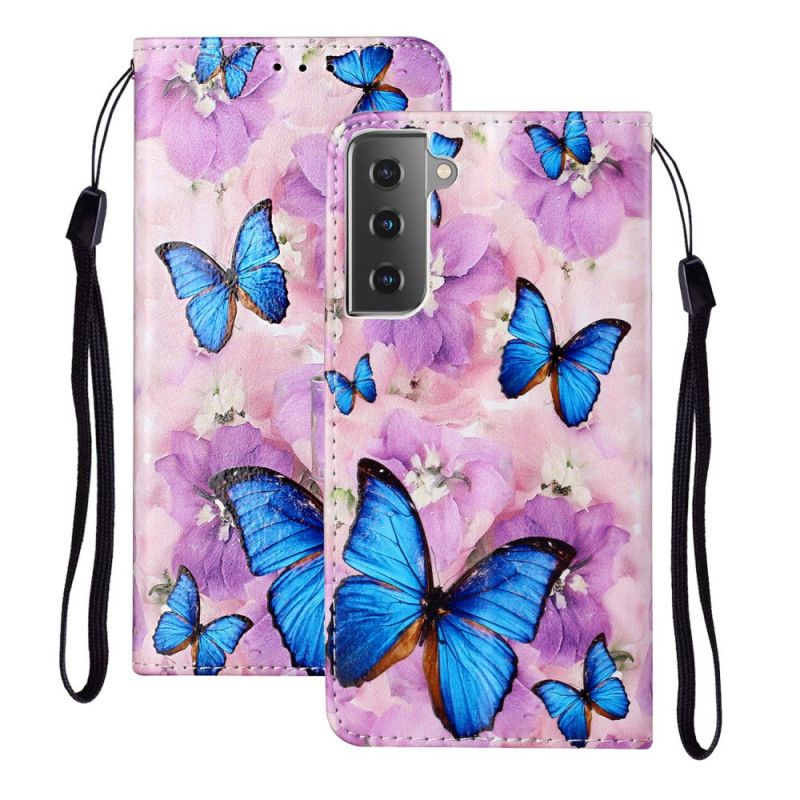 Fodral för Samsung Galaxy S21 Plus 5G Blommiga Fjärilar
