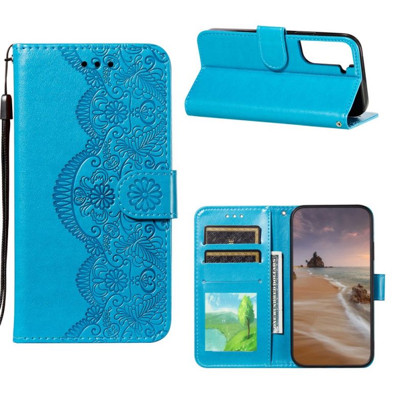Fodral Samsung Galaxy S21 Plus 5G Röd Blomma Broderitryck