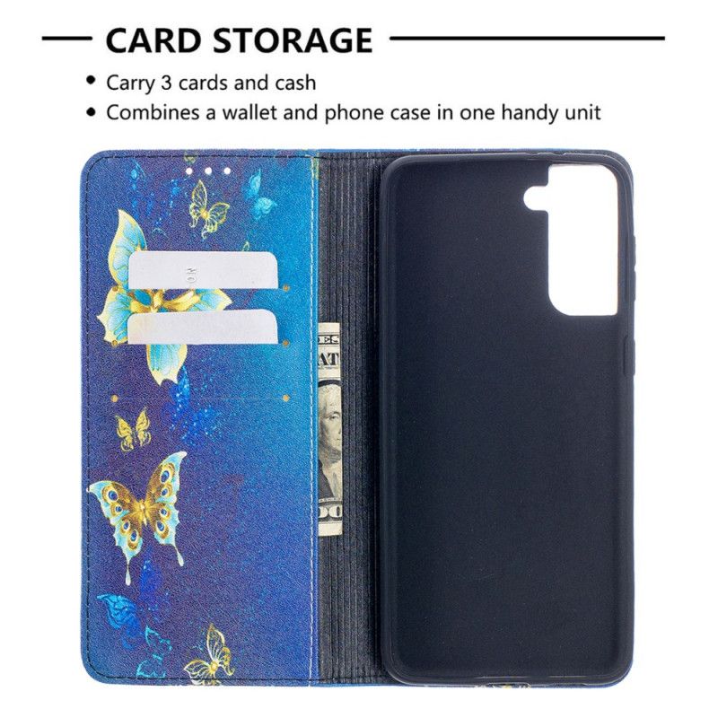 Folio-fodral Samsung Galaxy S21 Plus 5G Färgglada Fjärilar