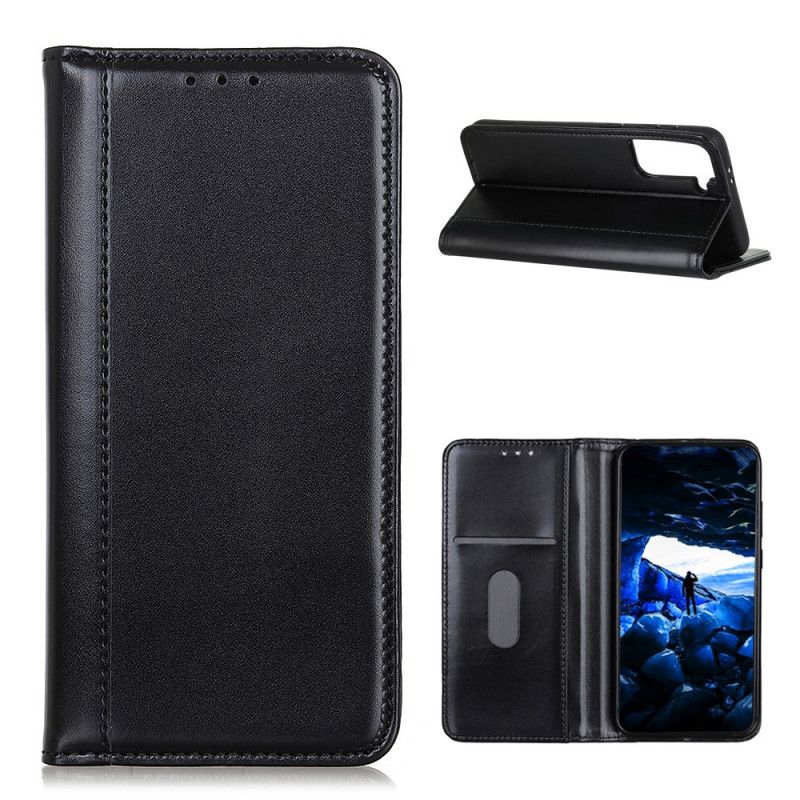 Folio-fodral Samsung Galaxy S21 Plus 5G Svart Glänsande Delat Läder
