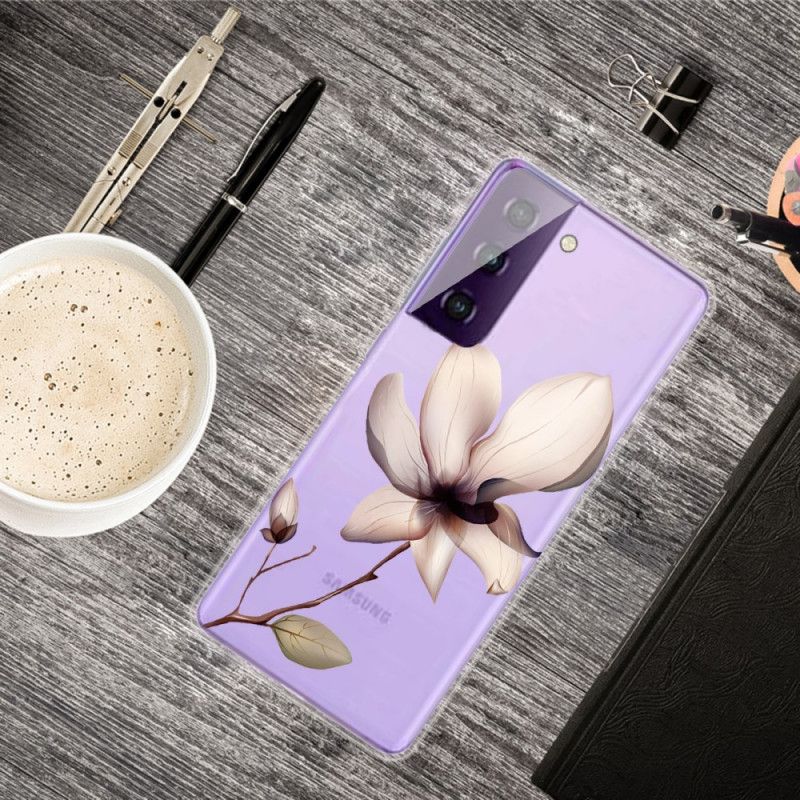 Skal för Samsung Galaxy S21 Plus 5G Rosa Transparent En Blomma