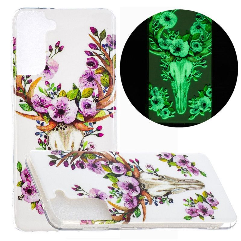 Skal Samsung Galaxy S21 Plus 5G Mobilskal Fluorescerande Blommande Älg
