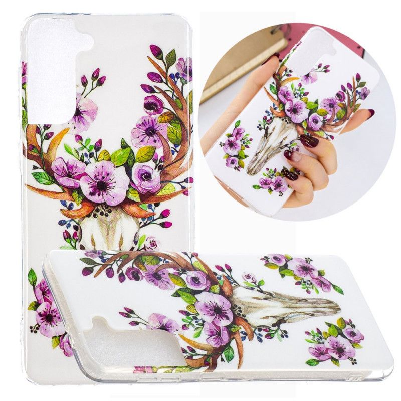 Skal Samsung Galaxy S21 Plus 5G Mobilskal Fluorescerande Blommande Älg
