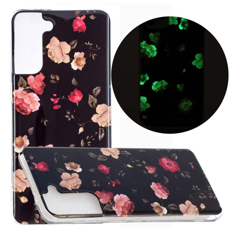 Skal Samsung Galaxy S21 Plus 5G Svart Fluorescerande Blommaserie