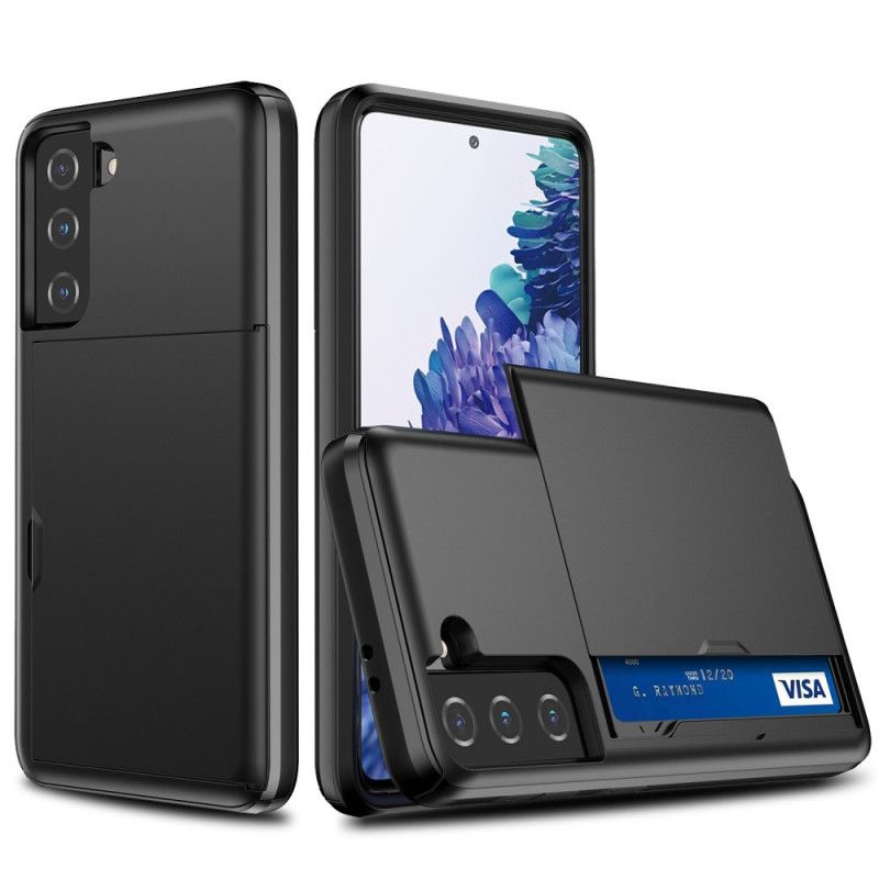 Skal Samsung Galaxy S21 Plus 5G Svart Stel Flashig Korthållare