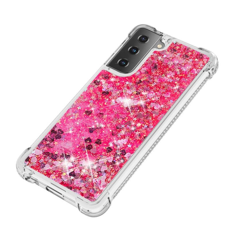 Skal Samsung Galaxy S21 Plus 5G Vit Lustglitter