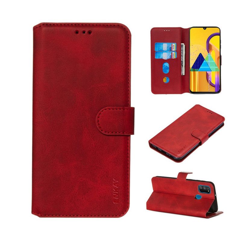 Fodral Samsung Galaxy M21 Svart Imitationsläder Enkay