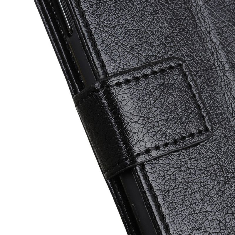 Fodral för OnePlus 9 Svart Vintage Nitar Nappaläder Stil