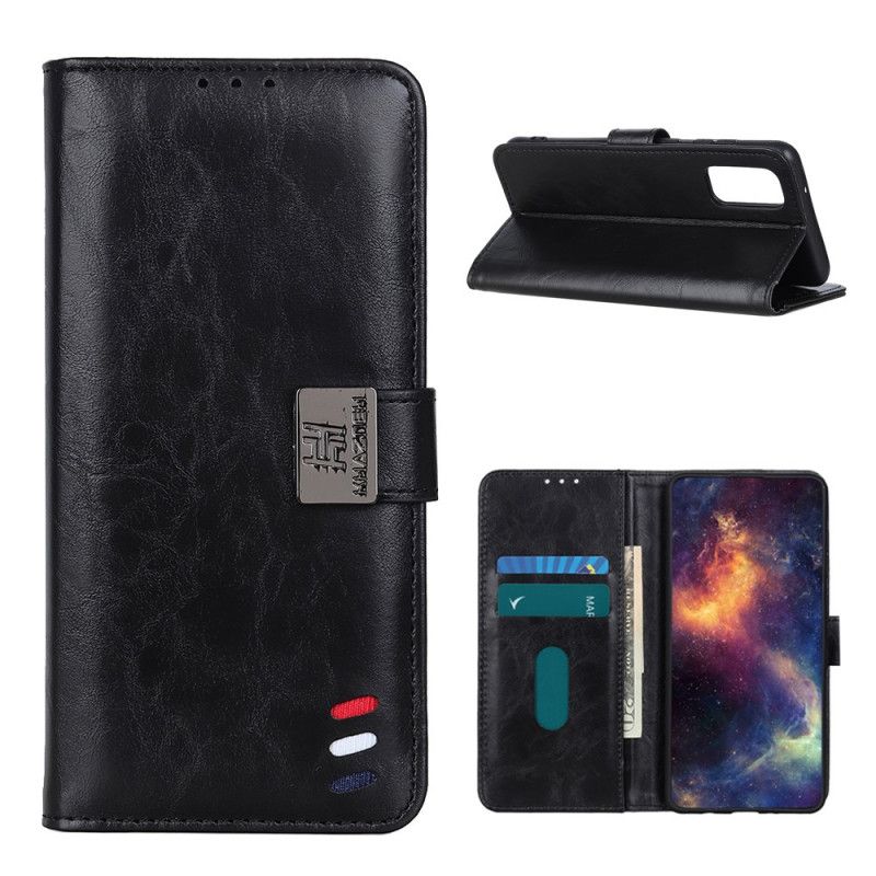 Fodral OnePlus 9 Svart Vintage Tricolor Lädereffekt