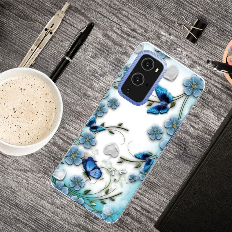 Skal OnePlus 9 Mobilskal Retro Fjärilar Och Blommor