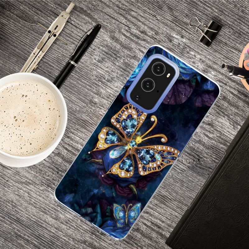 Skal OnePlus 9 Mörkblå Lyxfjäril