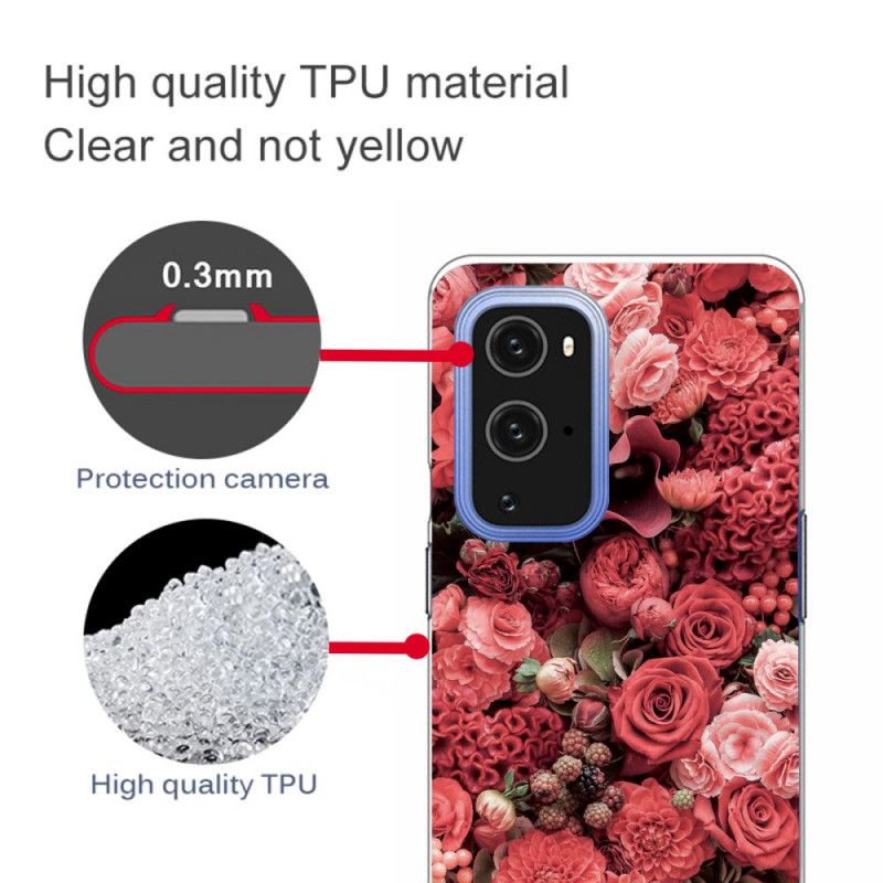 Skal OnePlus 9 Röd Mobilskal Intensiva Blommor