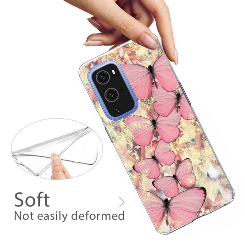 Skal OnePlus 9 Rosa Fjärilar Fjärilar