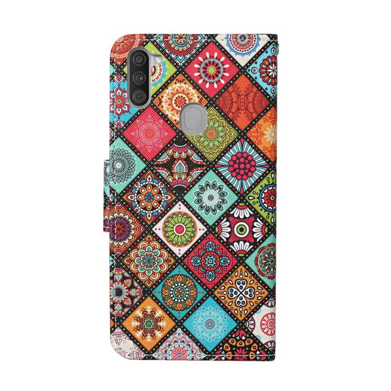 Fodral för Samsung Galaxy M11 Lapptäcksmandalor Med Rem