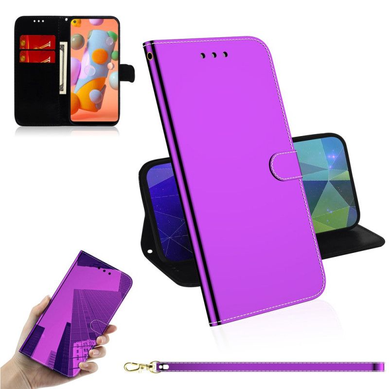 Fodral för Samsung Galaxy M11 Svart Spegelskydd I Imiterat Läder