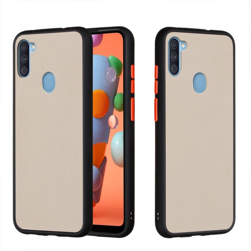 Skal för Samsung Galaxy M11 Svart Hybrid Med Färgade Kanter