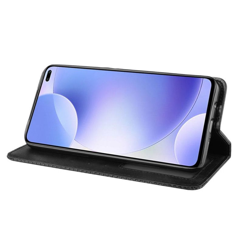 Folio-fodral för Xiaomi Redmi K30 Svart Stiliserad Vintage Lädereffekt