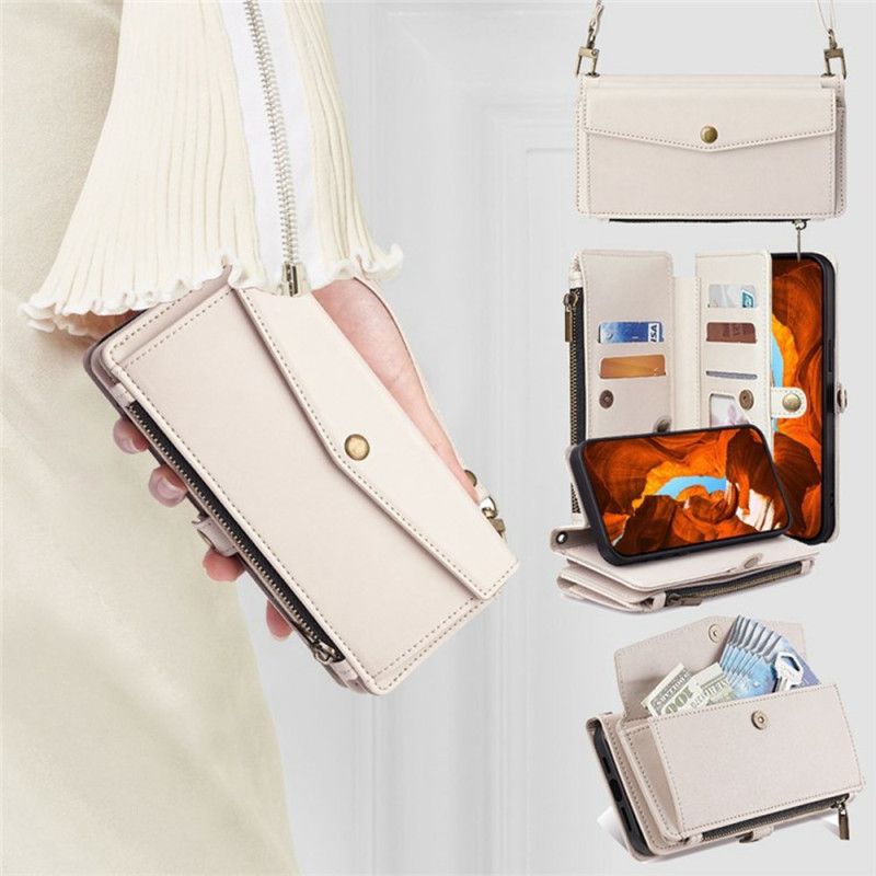 Läderskal Fodral Xiaomi 17 Plånbok Med Axelrem Och Snodd