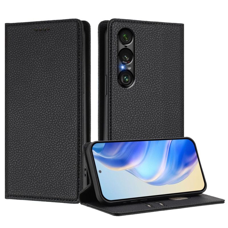 Folio-fodral Sony Xperia 1 Vii Rfid-skyddad Litchiläderstruktur