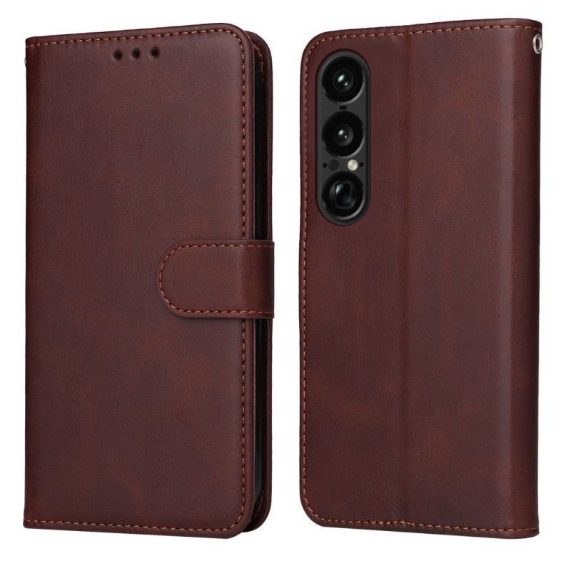 Läderfodral Sony Xperia 1 Vii Telefonfodral Enfärgat Konstläder
