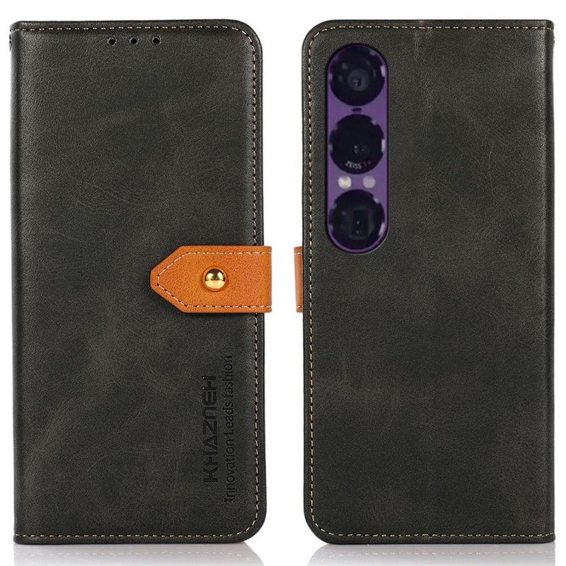 Läderfodral Sony Xperia 1 Vii Telefonfodral Khazneh Guldspänne