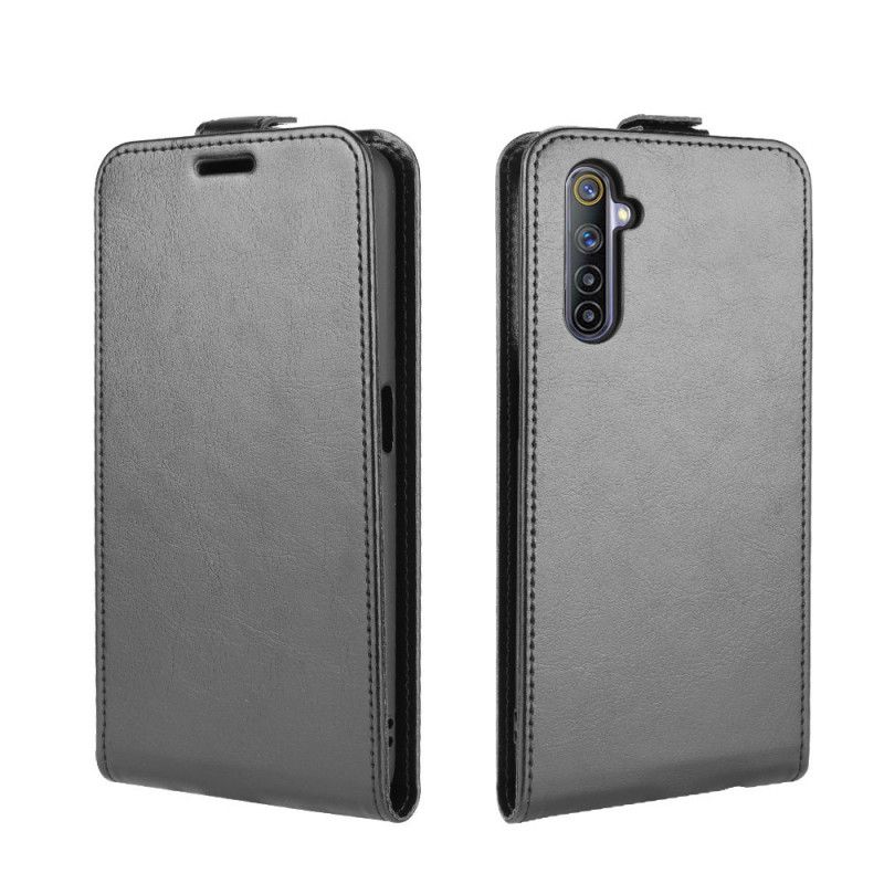 Fodral Realme 6 Svart Lädereffekt Med Vertikal Klaff