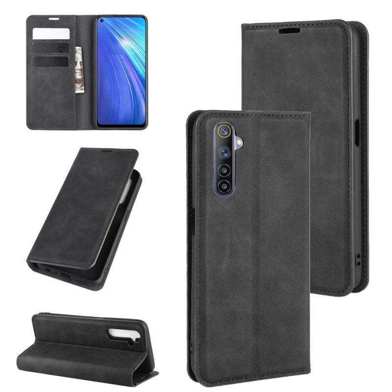 Folio-fodral Realme 6 Svart Hud-Touch