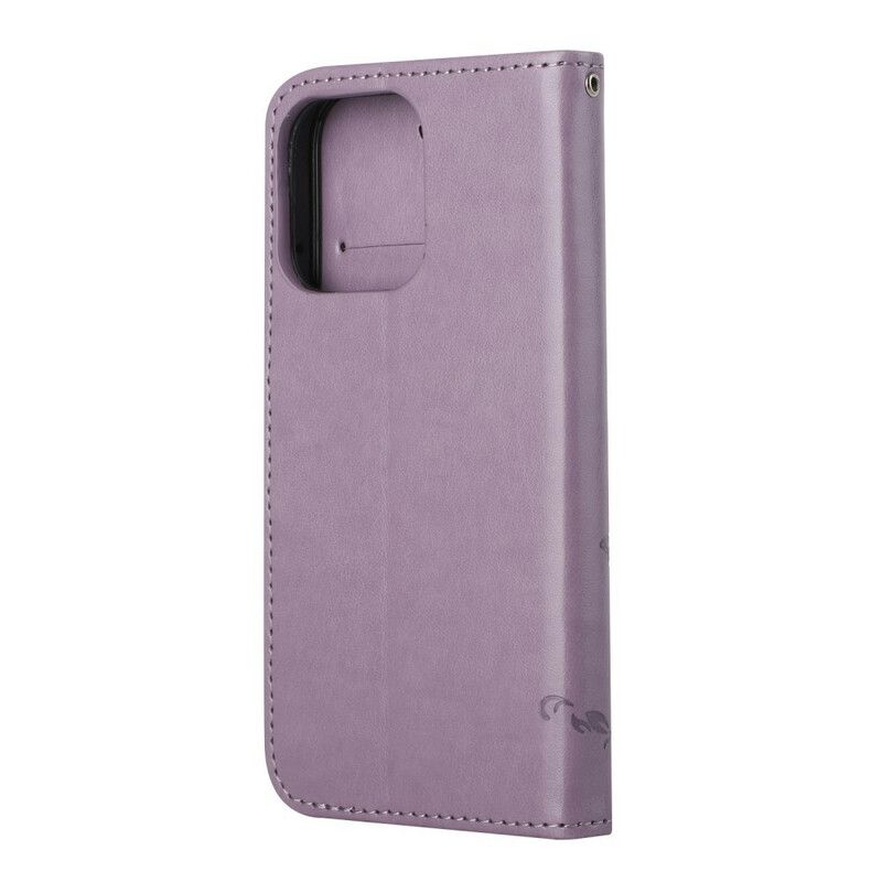 Fodral iPhone 13 Pro Fjärilar Och Blommor Strappy