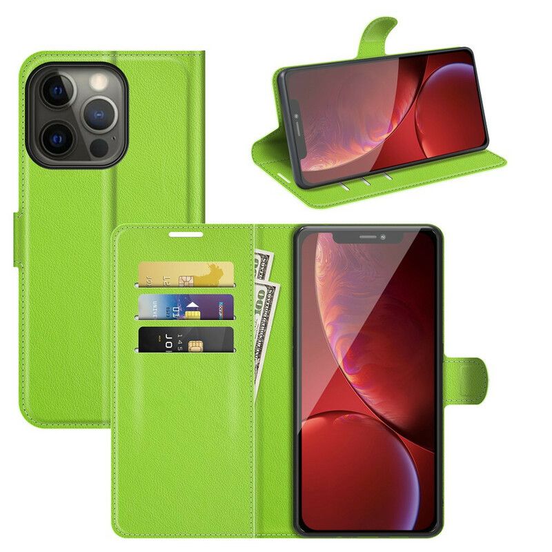 Skyddsfodral iPhone 13 Pro Klassisk Litchi-lädereffekt
