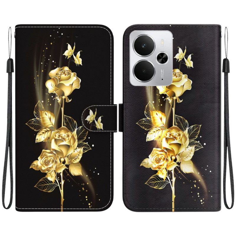 Fodral Realme 14 5g Guld- Och Rosa Fjärilar