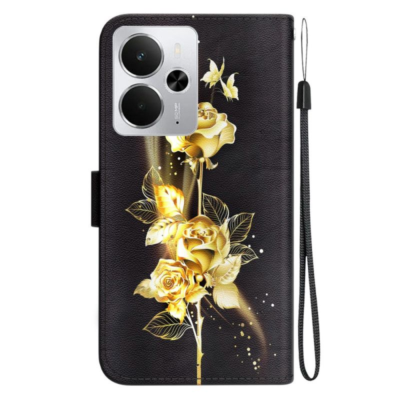 Fodral Realme 14 5g Guld- Och Rosa Fjärilar