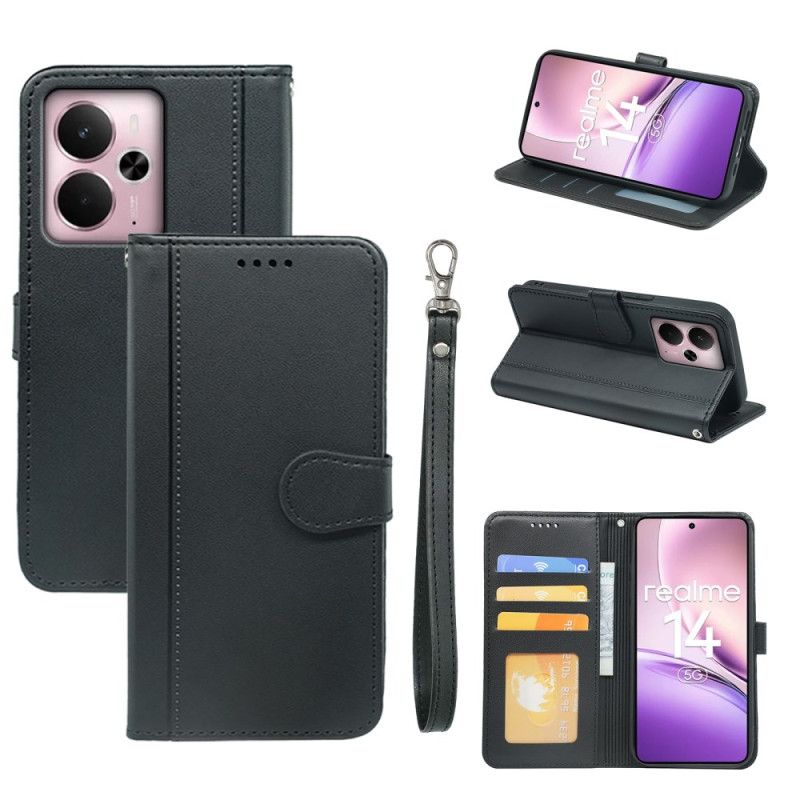 Läderfodral Realme 14 5g Telefonfodral Avtagbar Rem