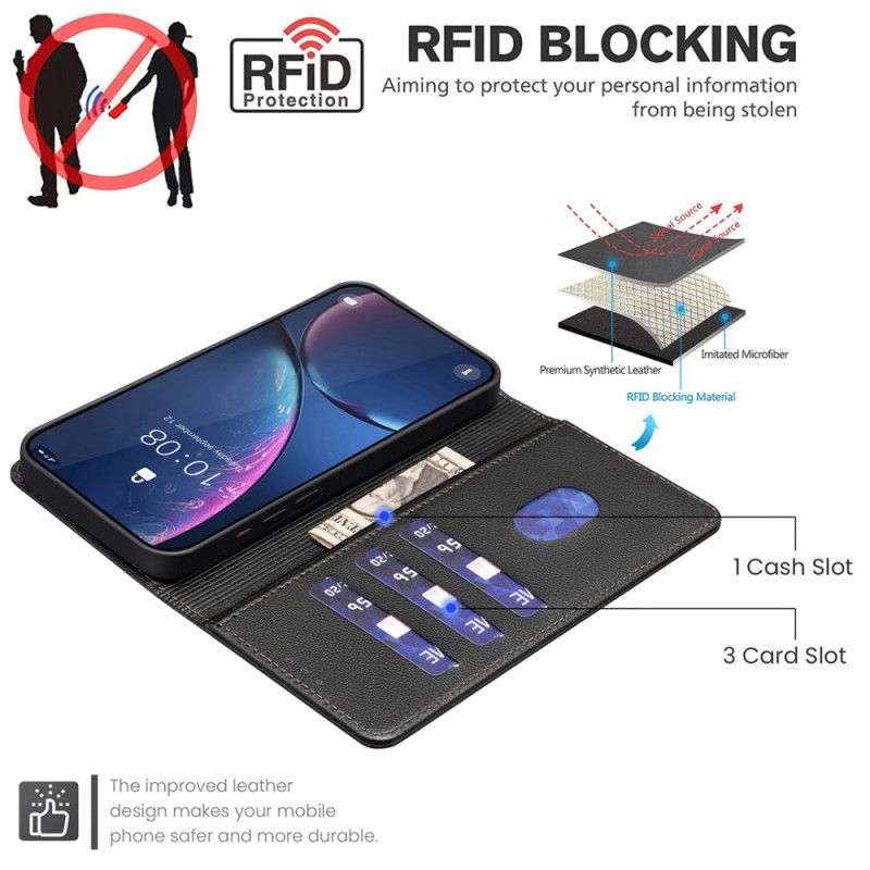 Läderfodral Realme 14 5g Telefonfodral Binfen Rfid-blockerande Färg