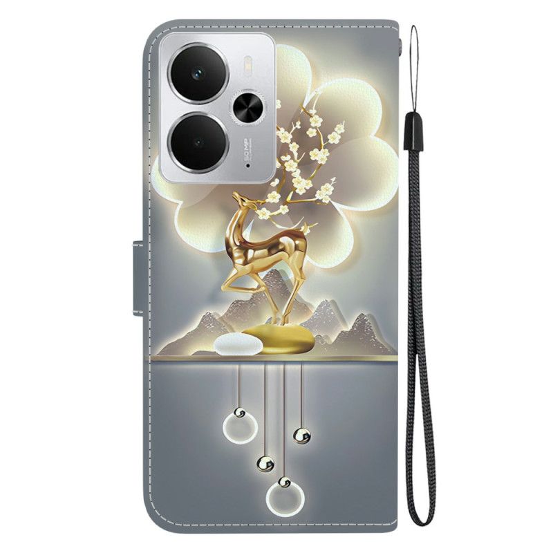 Läderfodral Realme 14 5g Telefonfodral Sikahjort