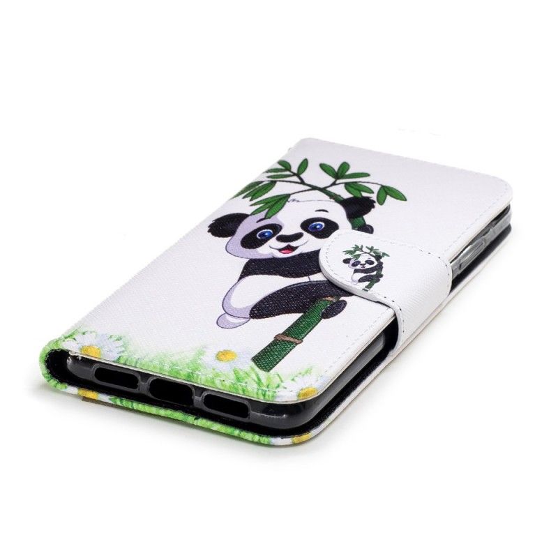 Läderfodral Huawei P20 Mobilskal Panda På Bambu