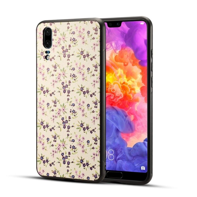 Skal Huawei P20 Magenta Mobilskal Liberty Blommor I Konstläder