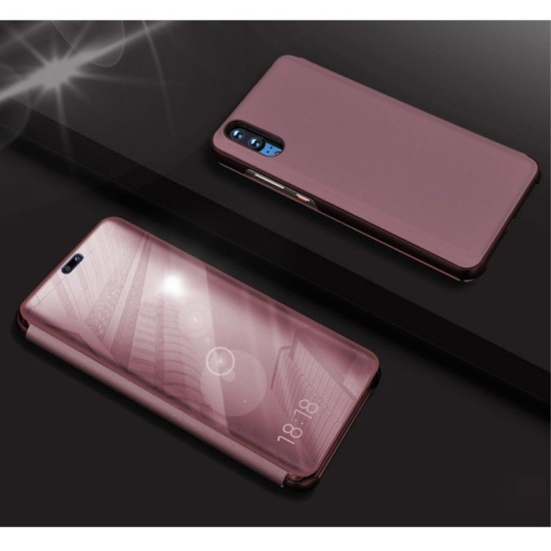 Visa Omslag Huawei P20 Svart Spegel Och Konstläder