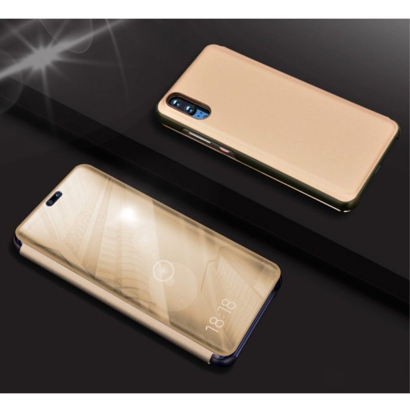 Visa Omslag Huawei P20 Svart Spegel Och Konstläder