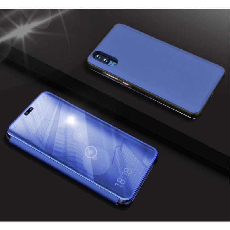 Visa Omslag Huawei P20 Svart Spegel Och Konstläder