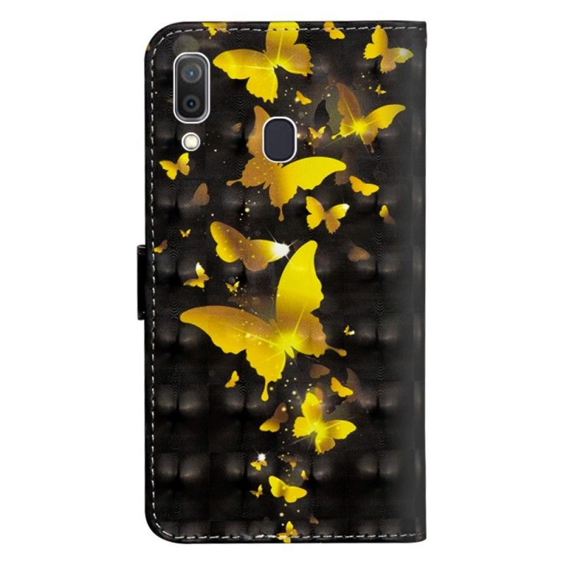 Fodral för Samsung Galaxy A30 Gula Fjärilar