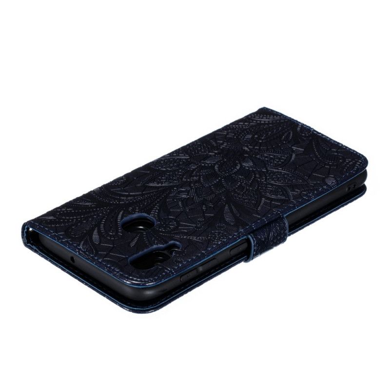 Läderfodral Samsung Galaxy A30 Grå Mobilskal Tribal Thong Blommor