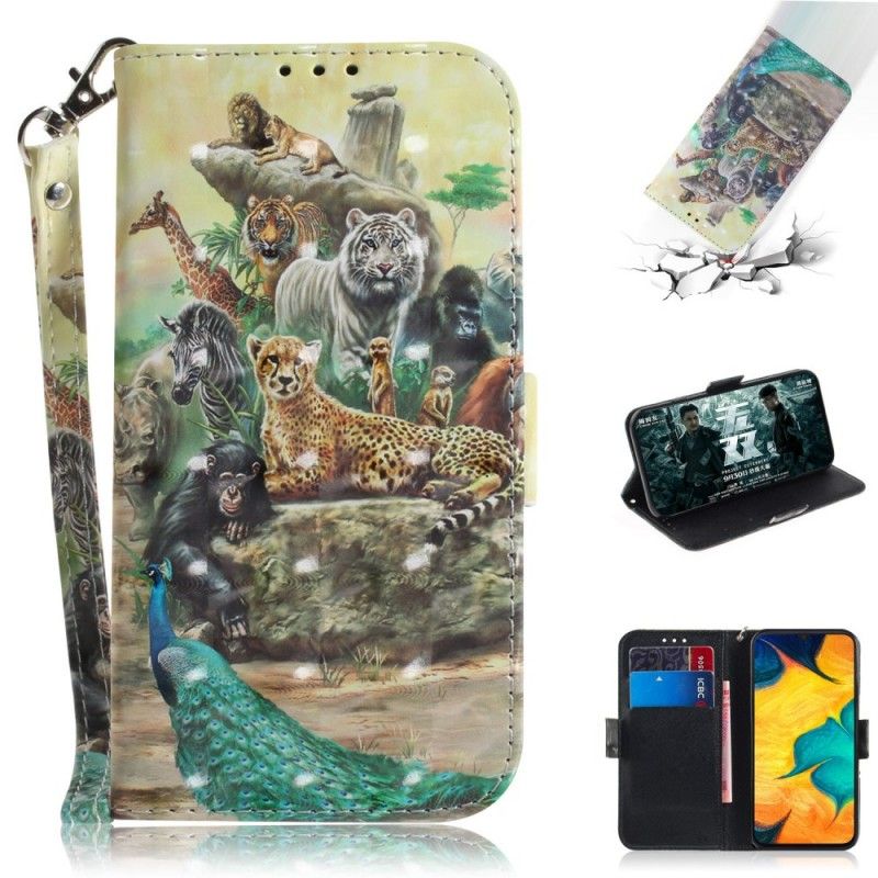 Läderskal Samsung Galaxy A30 Thong Safari Djur
